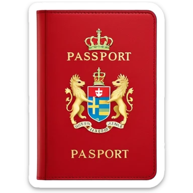 Danish passport, red cover with coat of arms sticker