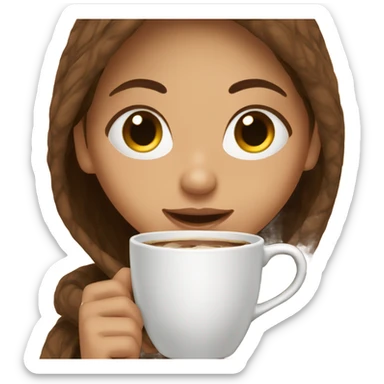 Brown hair Girl drinking coffee, with a cozy blanket sticker
