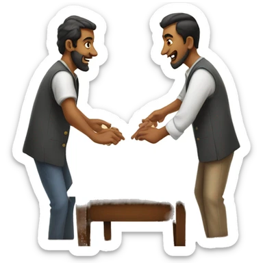 playing carrom to two men sticker