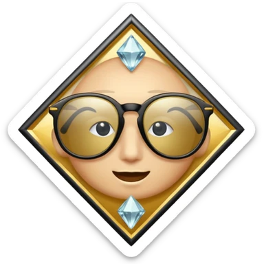 black glasses with diamond and golden in the back sticker