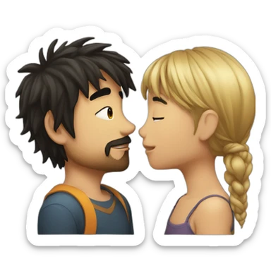 scruffy-boy-and-asian-gilr-kissing sticker
