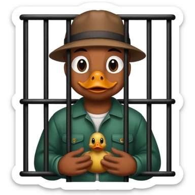 A duck thief behind bars sticker