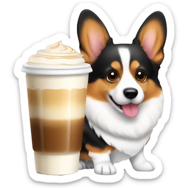 Tricolor corgi pembroke with latte sticker