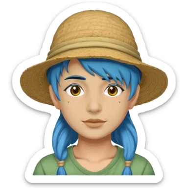 messy green full face clay mask and tourist hat blue hair  sticker