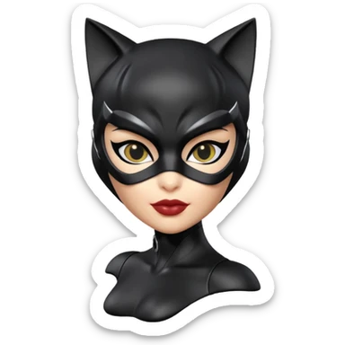 Isolated, ultra detailed illustration of the most incredibly beautiful, with a powerful but extremely sensual facial appearance and expression,  DC Hero Catwoman
figurine imaginable, toy style. sticker