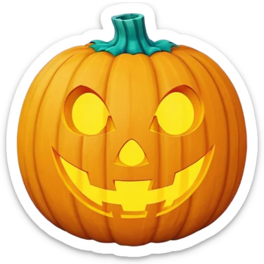 glowing jack-o'-lantern, only purple and cyan colors sticker