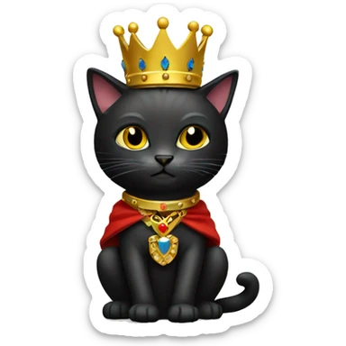 Black cat dressed as king sticker