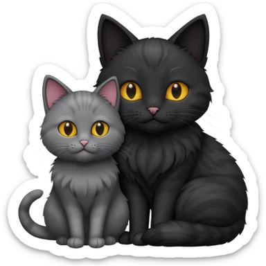 1 grey cat and 1 black cat cuddling sticker