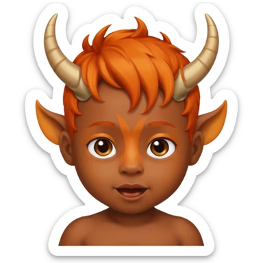 black baby with horns and orange hair sticker