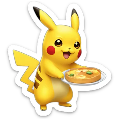 Pikachu holding a plate with number twenty-two sticker