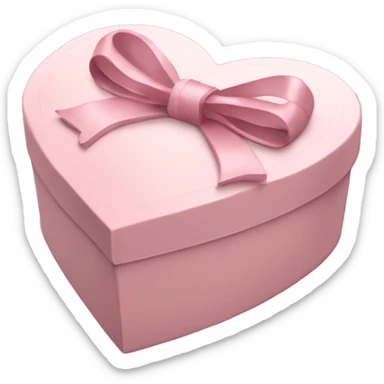 pale pink heart box, pale pink bow, filled with chocolates inside sticker