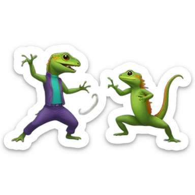 Lizard dancing with other lizard sticker