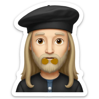 Leonardo da Vinci wear black berret hat sticker