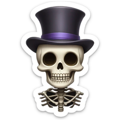 cute skeleton with a strange loope hat sticker