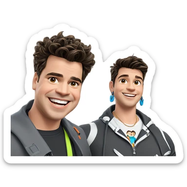 boys with smiles and accessories sticker