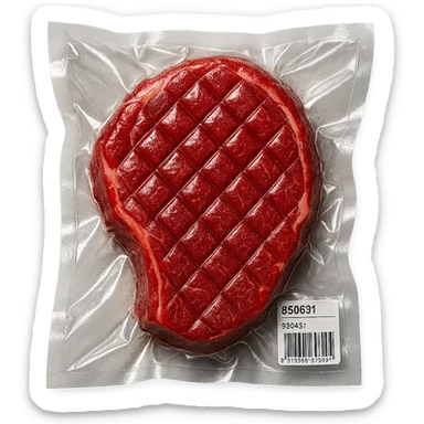diamond-textured meat steak, shiny and inflated sticker