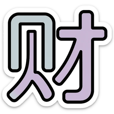 Chinese character 'money' (财), icon-color-outlined style, thin clean contours, soft rounded shapes, pastel palette #98B5BC, #B5B3C1, #C9A3C9, #E4C0CA, #F7DCD1, #F7C0AA, detailed shadows and highlights, soft lighting, minimalist oriental background, transparent background, no decoration sticker