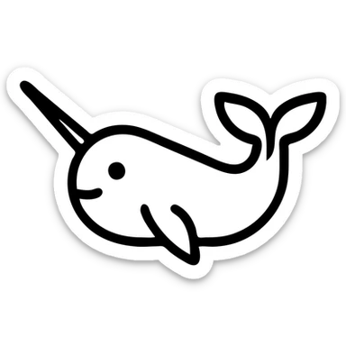 narwhal icon, minimal, geometric, simple silhouette, no extra details sticker