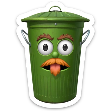 oscar the grouch inside metal trash can sticker