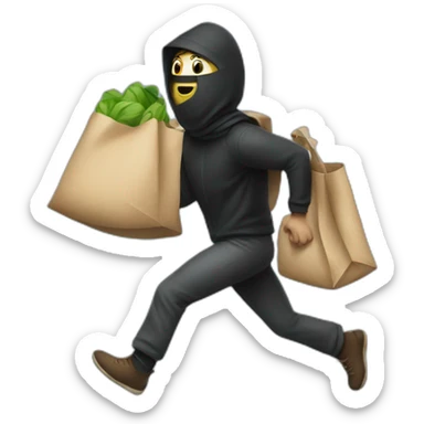 running robber with a bag sticker
