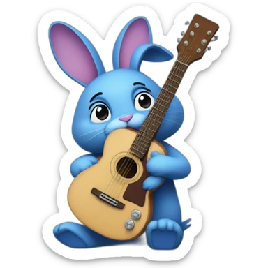 Bonnie is a blue animatronic rabbit with a guitar sticker