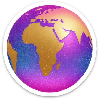 Pink ombre globe with glitter  sticker