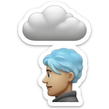 man thinking with a cloud coming out of his head sticker