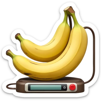 Bomba de dinamite ilustrada com seis bananas vermelhas presas por fitas pretas. Possui um cronômetro digital central marcando "00:00:03" e fios coloridos em espiral saindo das extremidades. sticker