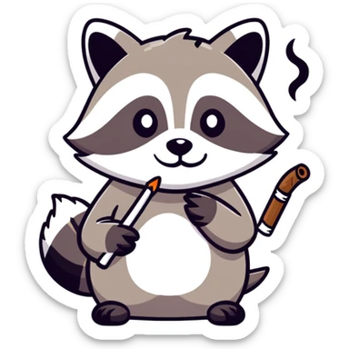 Raccoon smoking  sticker