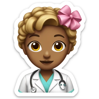 Nurse with a pink bow sticker
