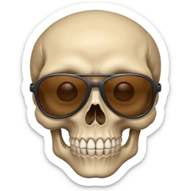 Make a skull face with sunglasses down a bit so you can see his eyes and his left eye brow up a bit make it look like an emoji cartoony sticker