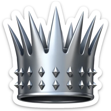 A spiked crown emoji made of silver chrome, sharp yet rounded metallic spikes, glossy reflections, aggressive luxury swag aesthetic, iOS emoji style, centered, clean white background sticker