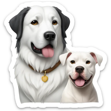 Great Pyrenees and a pitbull sitting next to each other sticker
