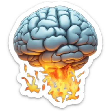 brain with fire, spark and smoke sticker