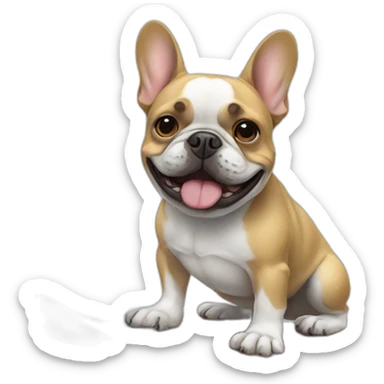 A french bulldog snowboarding sticker