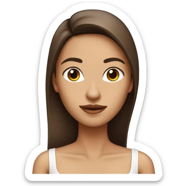 a woman with straight brown hair wearing white tube top sticker