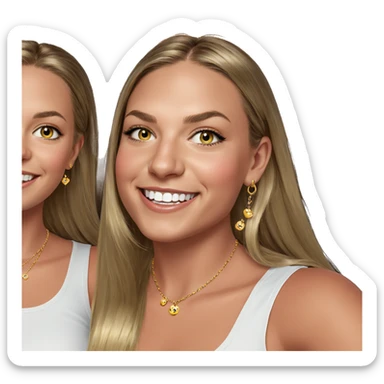 blonde girl smiling with jewelry sticker