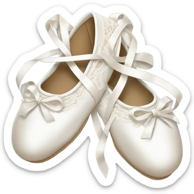 Crossed white ballet shoes with long and beautiful corses design, light lace on the surface sticker