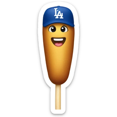 Corndog on a stick LA Dodgers cap sticker