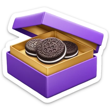 cookie chocolate oreo in purple box with gold circles sticker