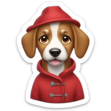 dog wearing a red coat  sticker