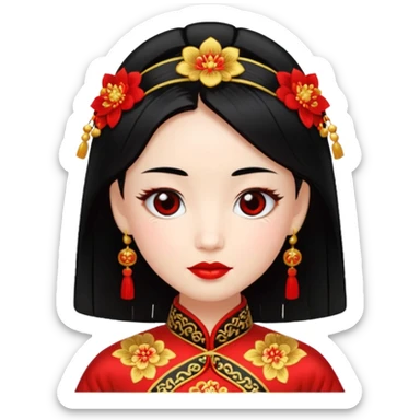 emoticon coqueto con disfraz chino sticker