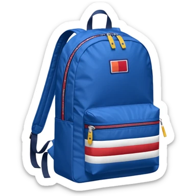 blue backpack with tommyjeans logo like american flag ony at the bottom pocket  sticker