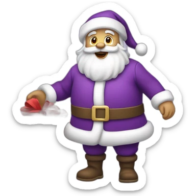 Santa Claus dressed in purple delivering presents sticker