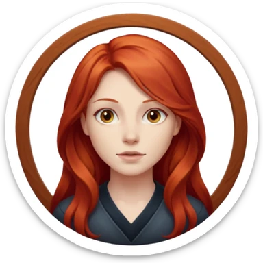 une personne joli, aved des cheveux long rouxde face dans un rond  sticker