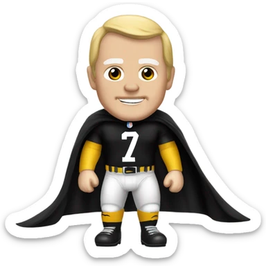 Terry Bradshaw Pittsburgh Steelers player in helmet and uniform with black cape. sticker