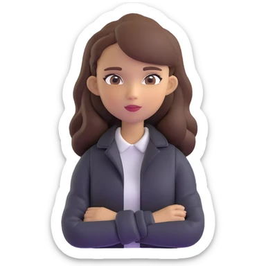 Light-skinned girl with brown hair wearing black jacket sticker