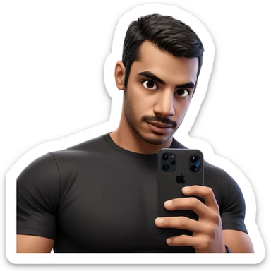 muscular man with phone indoors sticker