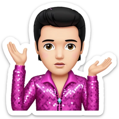 Elvis Presley with black hair, pink sequin outfit sticker