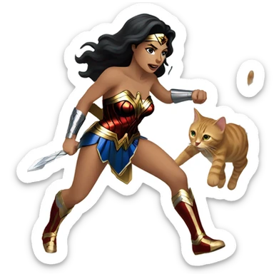 Wonder Woman dragging a cat sticker